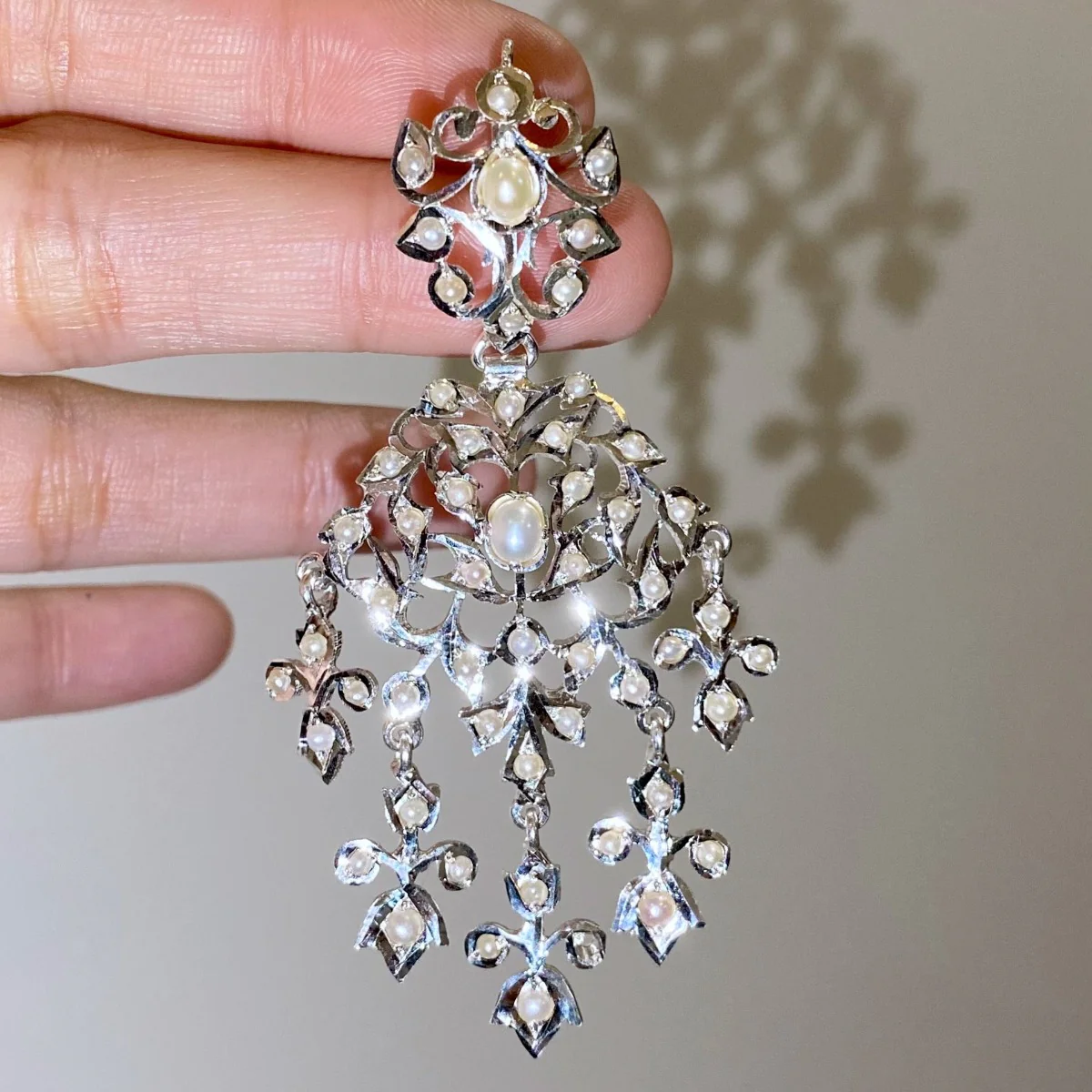 Jadau Jewelry on Silver | Dazzling White Silver Earrings | SER 031 - Image 3
