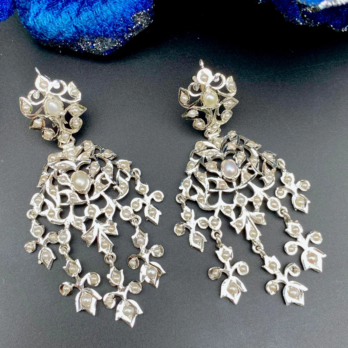 Jadau Jewelry on Silver | Dazzling White Silver Earrings | SER 031 - Image 5
