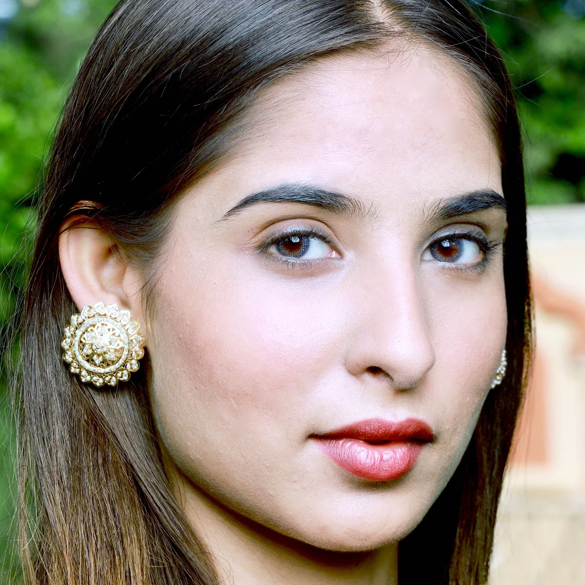 Gold Plated Pearl Studs | Large Round Stud Earrings for Women ER 063 - Image 7