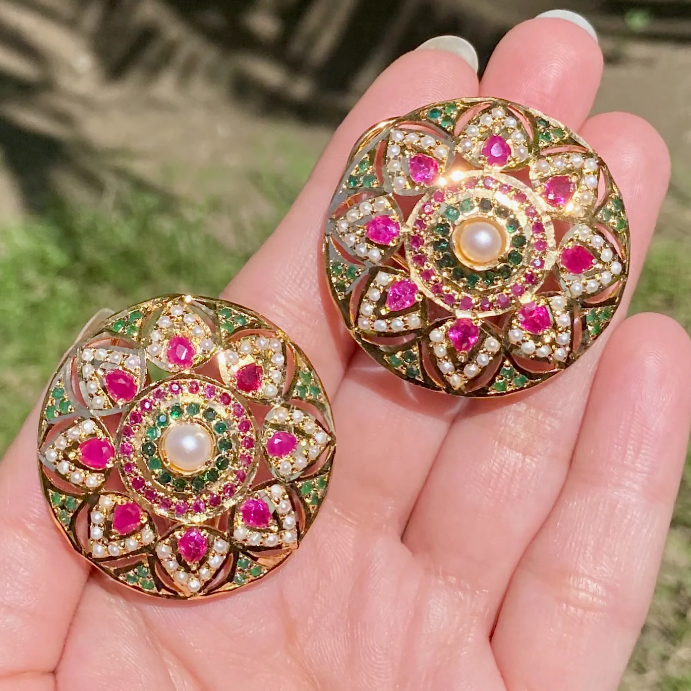Big Round Studs | Gold Plated on Sterling Silver | Statement Stud Earrings ER 060 - Image 4