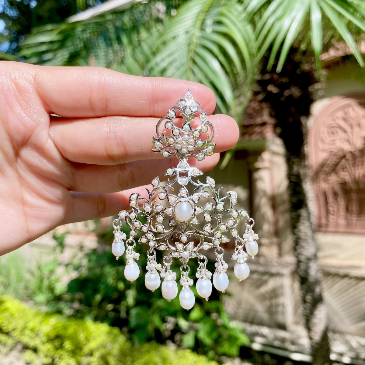 Pure Silver Earrings | Indo-Western Bohemian Design | Pure Freshwater Pearls SER 010 - Image 3