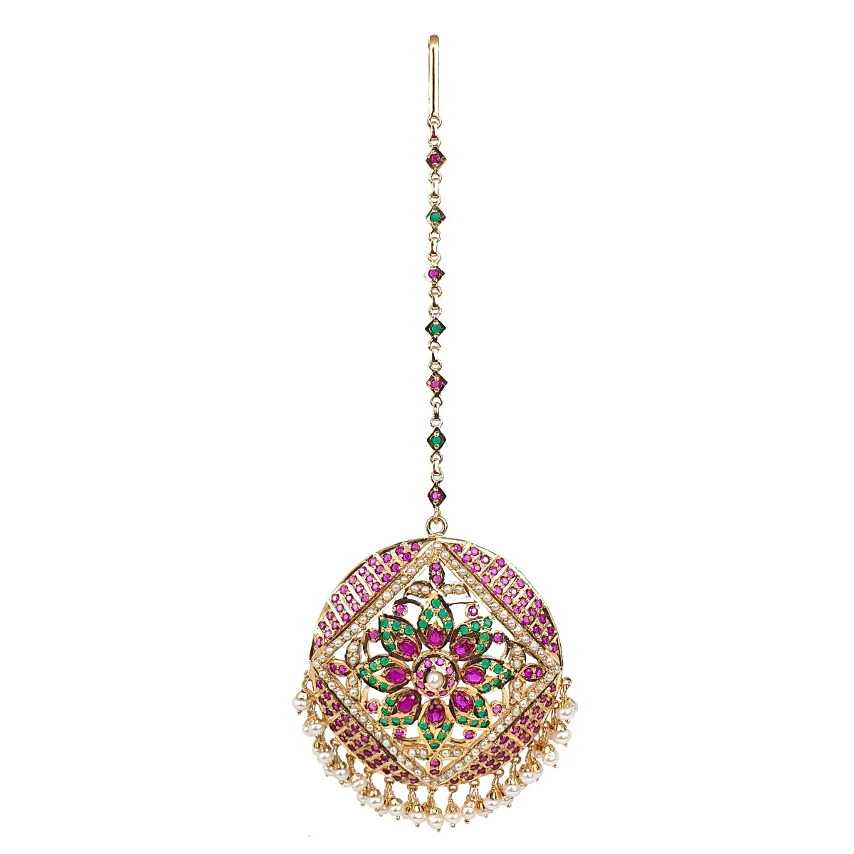 Gold Plated Maang Teeka | Big Round Teeka for Bride |  TK 001 - Image 3