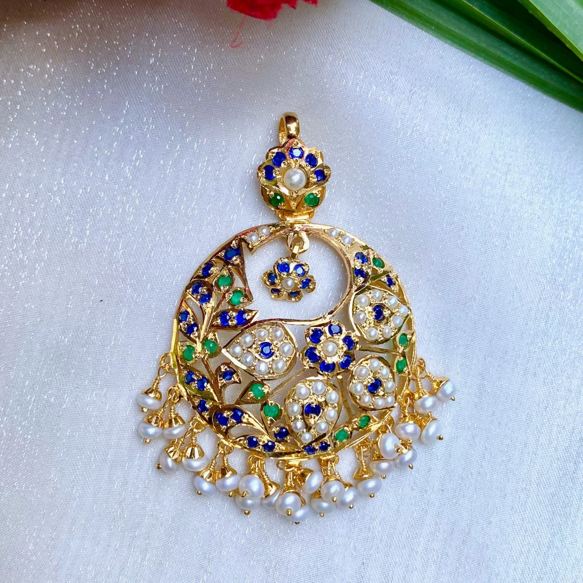 Jadau Pendant Set | Indian Traditional Jewelry | Silver Jewelry Sets Online PS 035 - Image 3