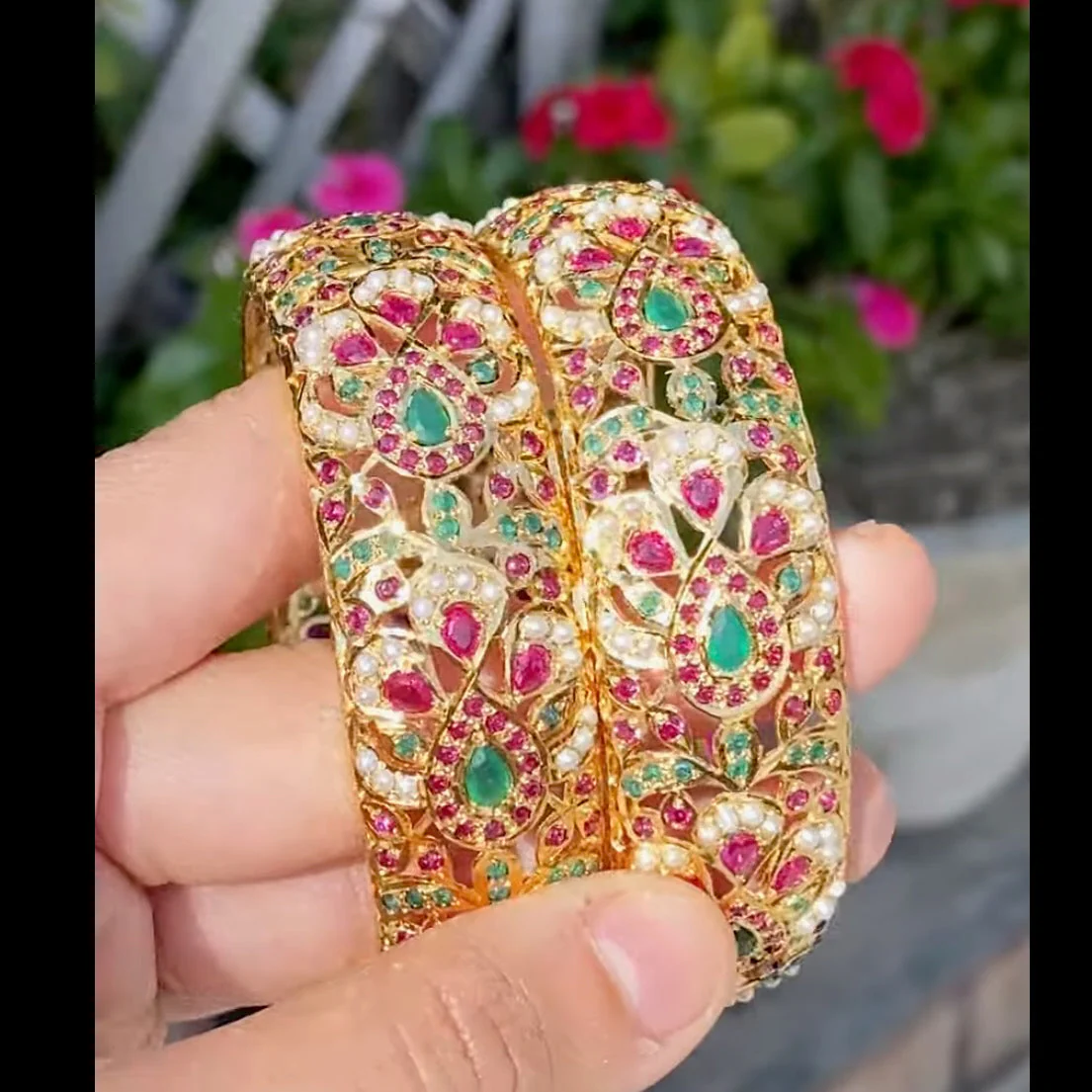 Gold Plated Jadau Kadas in Silver BG 005 - Image 3