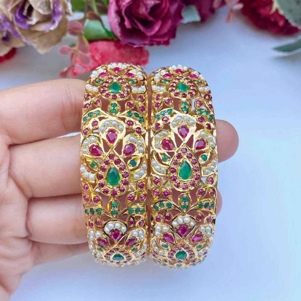 Gold Plated Jadau Kadas in Silver BG 005 - Image 4
