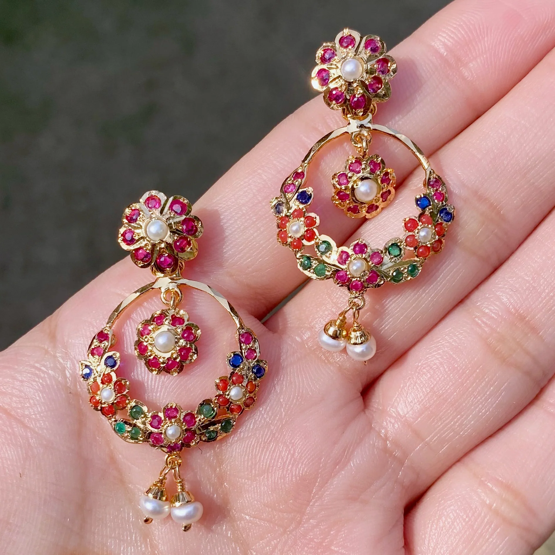 Elegant and Delicate Navratna Set | Indian Navratna Jewellery For Gifting NS 196 - Image 5
