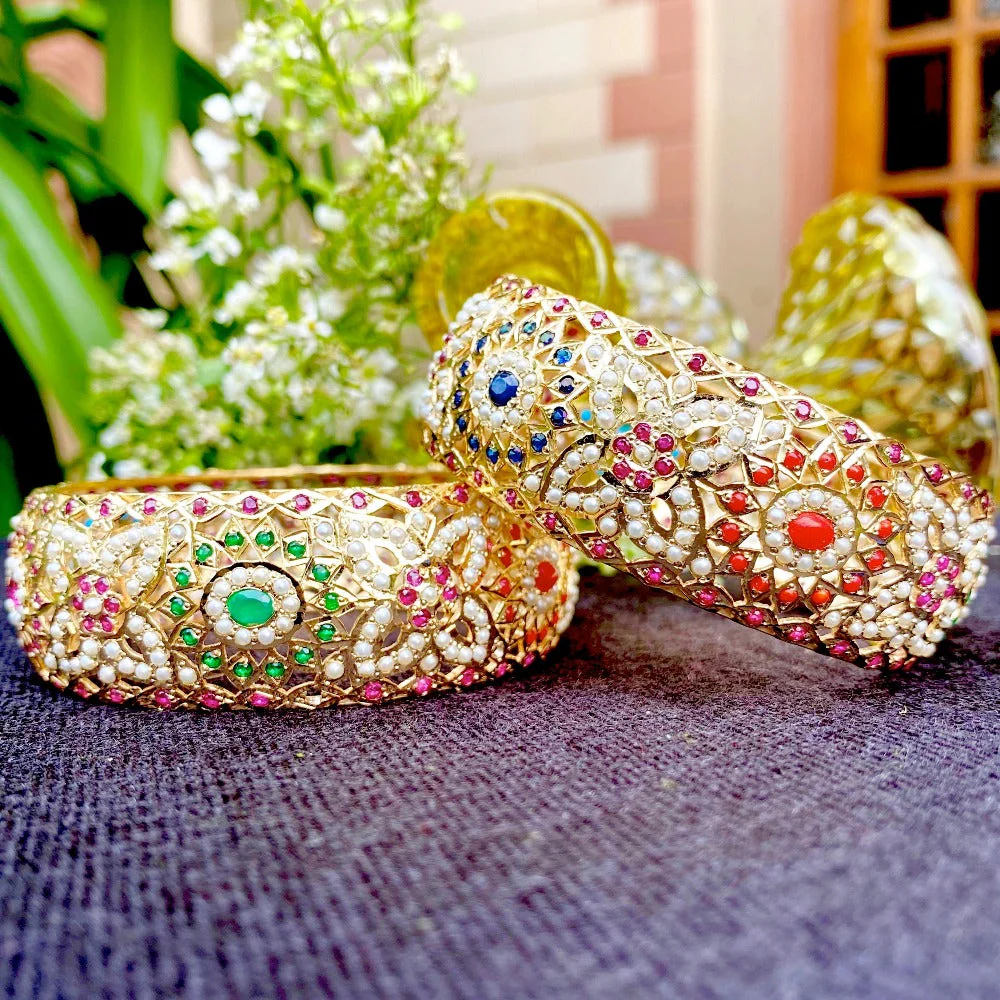 Navratna Bangles Gold Plated on Sterling Silver BG 001 - Image 3