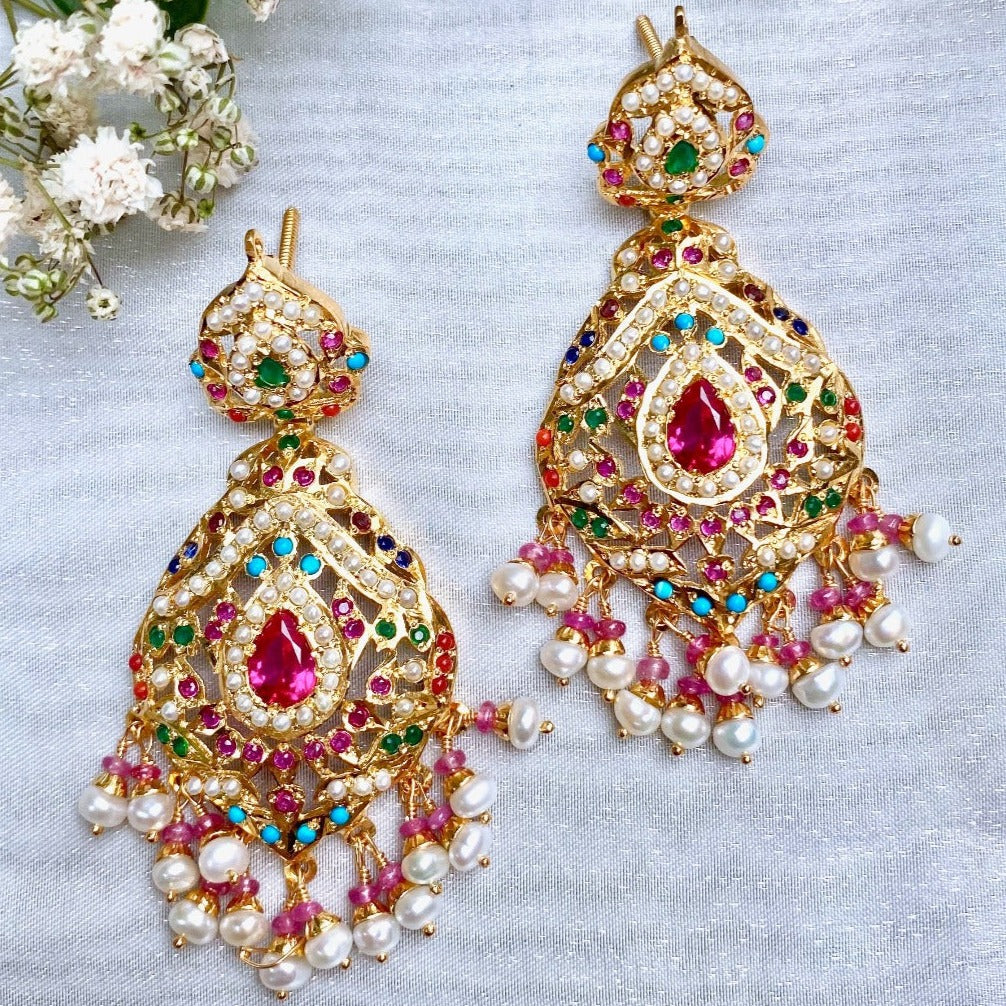 Navratna Guluband Set | Gold Plated on Sterling Silver NS 002 - Image 5