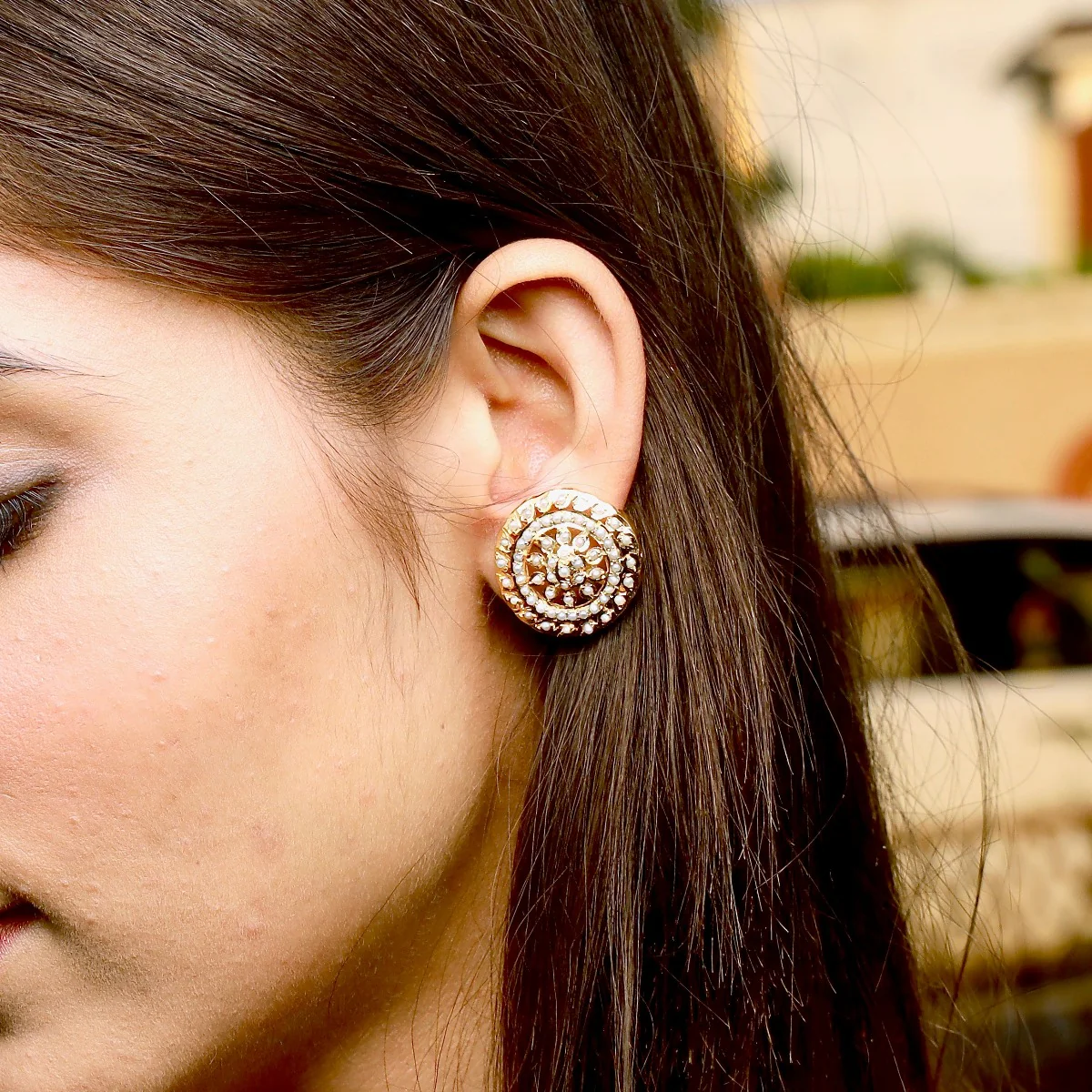 Pearl Studs | Elegant Real Pearl Jewellery | Gold Plated Earrings in Silver | ER 068 - Image 3