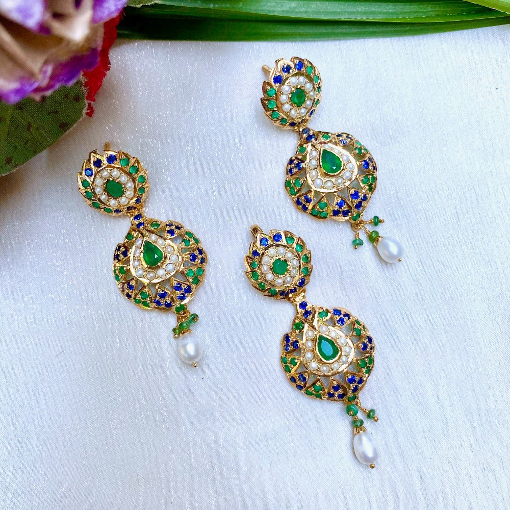 Multicolored Jadau Pendant Set in Gold Plated Silver PS 043 - Image 3