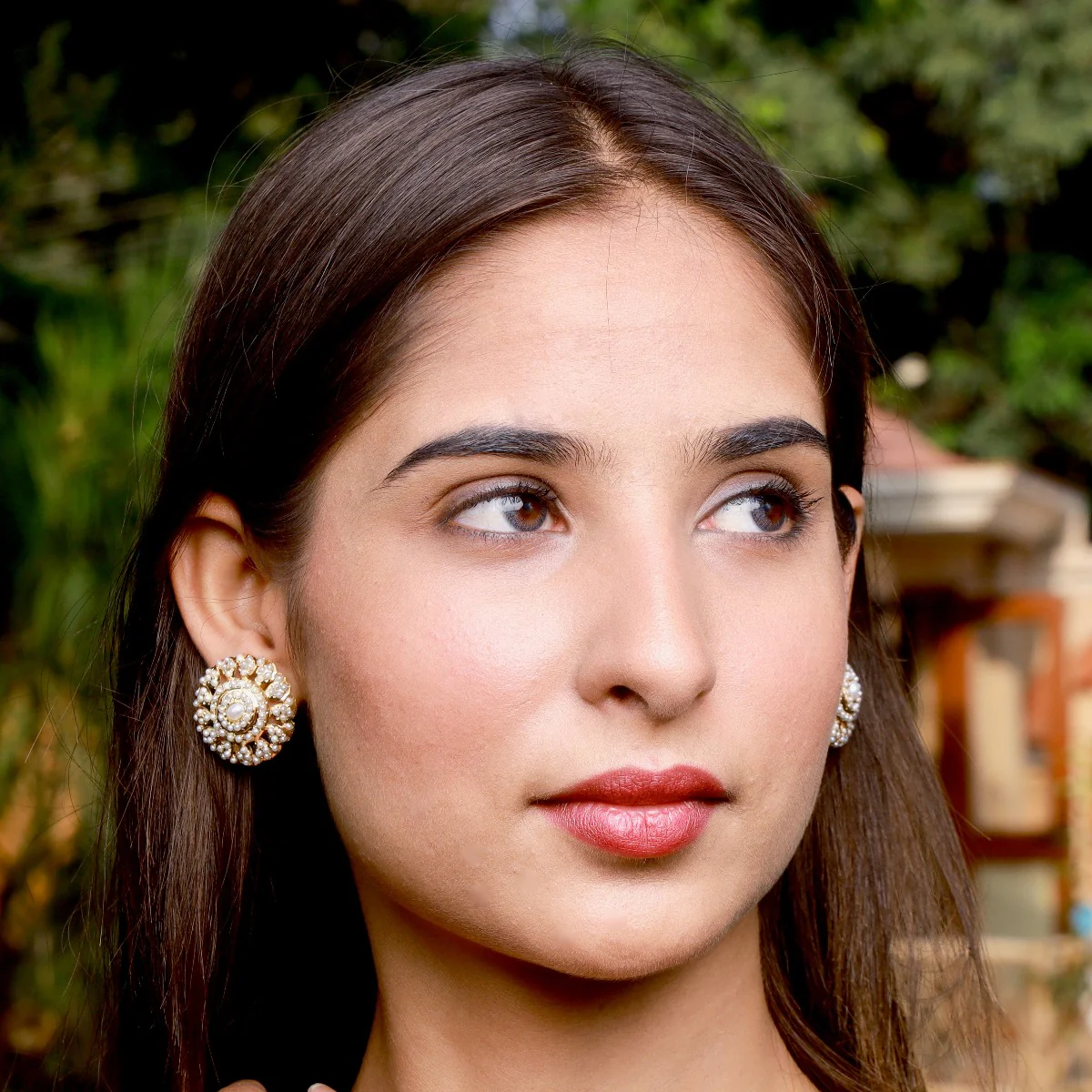 Round Pearl Studs | Tops for Women | Gold Plated Indian Jewellery | Rudradhan | ER 066 - Image 3