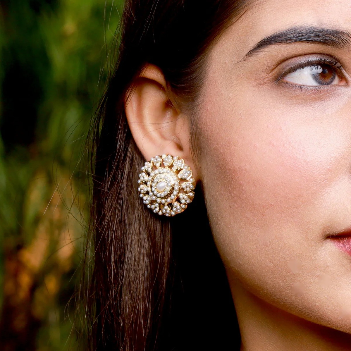 Round Pearl Studs | Tops for Women | Gold Plated Indian Jewellery | Rudradhan | ER 066 - Image 7