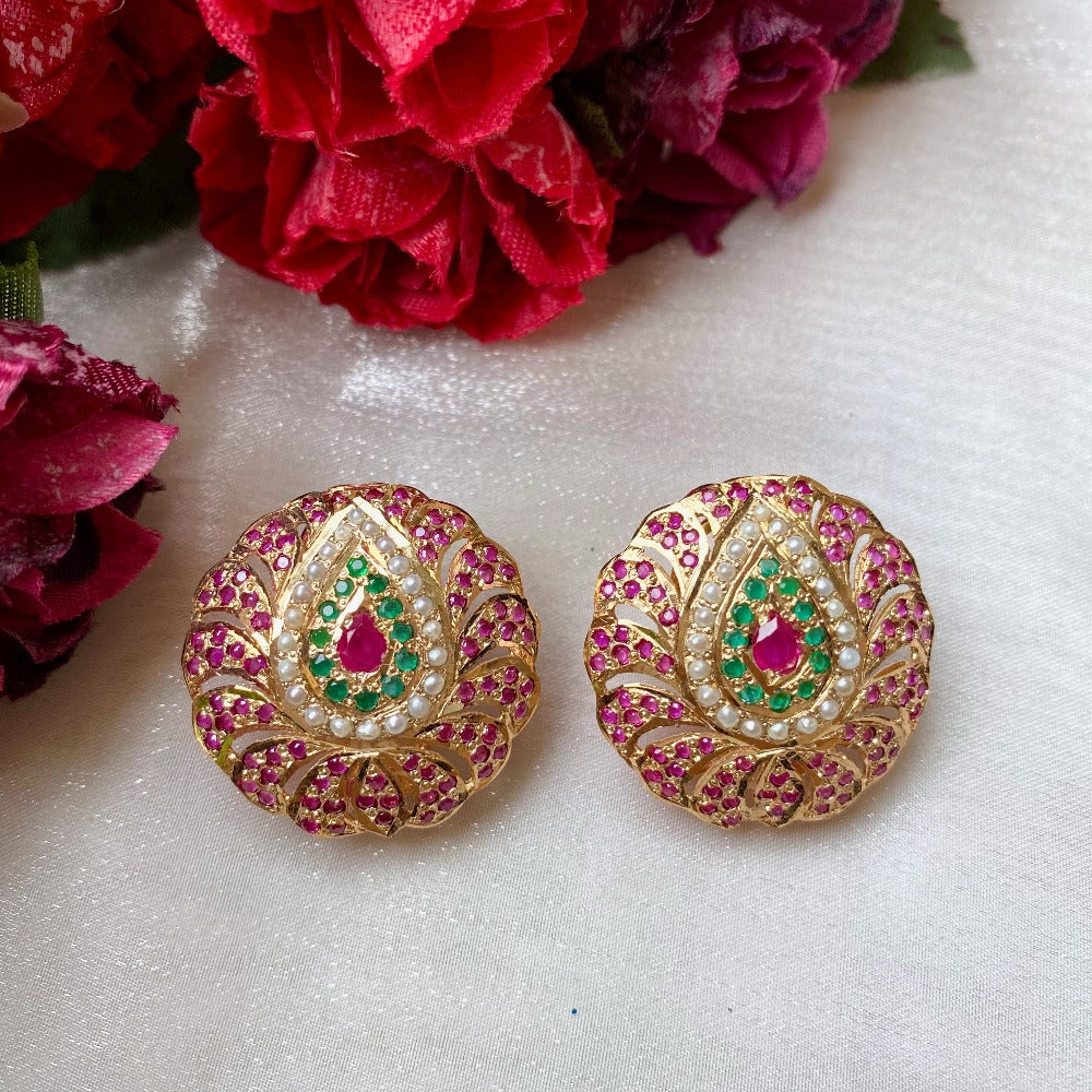 Gold Plated Multicolored Stud Earrings in Sterling Silver ER 071 - Image 6