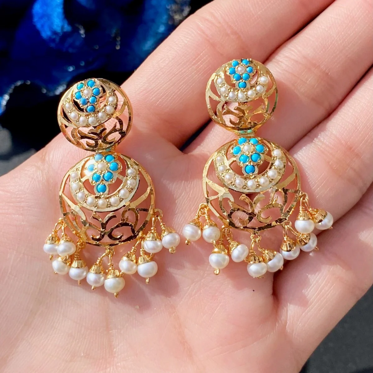 Feroza Necklace Set | Gold Plated Jadau | Sterling Silver Jewelry NS 239 - Image 3